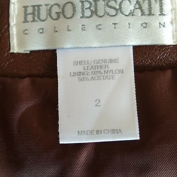 Hugo Buscati Chocolate Wrap Leather Mini Skirt - 2 - Picture 5 of 8